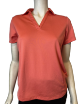 Lady Hagen Hydro-Dry Coral V neck Short Sleeve Collared Golf Shirt Size M - $14.24