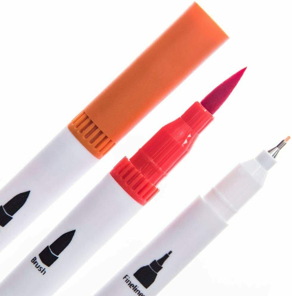 Water Based Art Markers - 16 Colors for Lettering, Coloring, Dual Brush Pens
