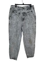 Chic  Women&#39;s Jeans Vintage Tapered Leg Hi-Rise Mom Denim Acid Wash Gray Size 34 - £17.15 GBP