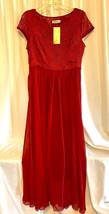 New Light Red Flowing Lace Full Length Dress See Measurements Not Tag - £23.19 GBP