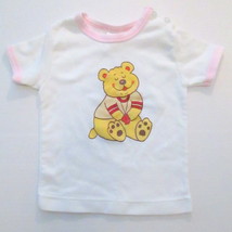 Vintage Infant Teddy Bear T-Shirt White Pink Yellow &amp; Red 18 months 1980s Retro - £9.37 GBP