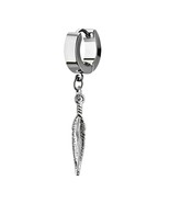 iJewelry2 Straight Dangling Feather Silver-tone Stainless Steel Earring ... - £7.85 GBP