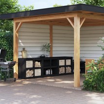 Outdoor Kitchen Cabinets 3 pcs Black Solid Wood Pine - £353.80 GBP
