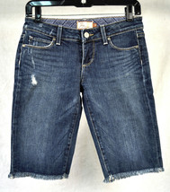 Paige Laurel Canyon  Dark Destruction Stretch w/ Crease Crop Jeans 26 Womens - £38.93 GBP