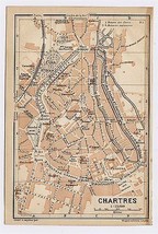 1905 Antique City Map Of Chartres / France - £13.54 GBP