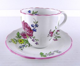 Spode Copland England Tea Cup and Saucer, Pink and Purple Floral 2/6770 - £8.85 GBP