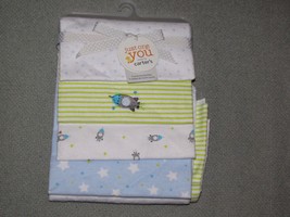 JUST ONE YOU BABY 4 PACK COTTON FLANNEL RECEIVING SWADDLE BLANKET STAR R... - £38.74 GBP