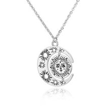 Vintage style,sun,moon,sun moon necklace,sun and moon,necklace,silver,medallion, - £19.98 GBP