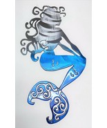 Mermaid Sitting - Metal Wall Art - Blue Tinged 12 1/2&quot; x 7&quot; - $585.37 MXN