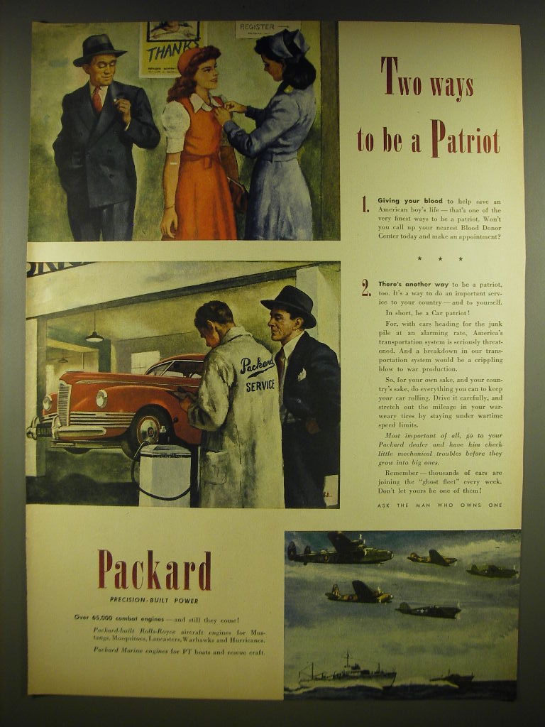 1945 Packard Rolls Royce Aircraft Engines Ad - Mustangs, Mosquitoes, Lancasters - $18.49