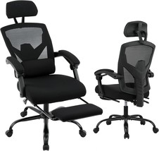 Ergonomic Office Chair, Reclining High Back Mesh Chair, Computer Desk Chair, - £128.66 GBP