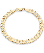 18K Gold over Sterling Silver Italian Diamond-Cut Cuban Chain Bracelet, ... - €72,87 EUR