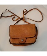 Vintage Mini Bag- Tan/Camel Leather Purse with Strap, Mirror - $21.28