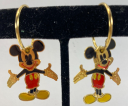 Disney Mickey Mouse Body Part Gold Tone Dangle Drop Earrings Vintage - £15.76 GBP