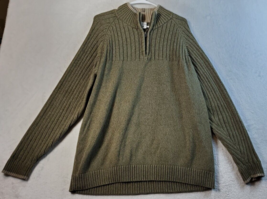 Columbia Sweater Mens Size XL Green Knit 100% Cotton Long Raglan Sleeve 1/4 Zip - £10.86 GBP