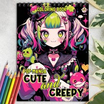Pop Manga Cute and Cute Spiral-Bound Coloring Book for Adult, Stress Relief - £16.26 GBP