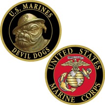 CH1232 Black/Gold U.S. Marine Corps Devil Dogs Challenge Coin (1-3/4&#39;&#39;) - £9.97 GBP