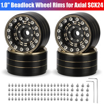 4Pcs 1.0&quot; Brass Beadlock CNC Wheel Rims Negative Offset for Axial SCX24 ... - £41.42 GBP