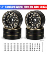 4Pcs 1.0&quot; Brass Beadlock CNC Wheel Rims Negative Offset for Axial SCX24 ... - £40.79 GBP