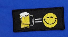 Beer = Happiness Iron On Sew On Embroidered Patch 3 1/2&quot; x 1 1/2&quot; - £3.85 GBP