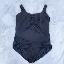 Lands End SlenderSuit Carmela Tummy Control One Piece Swimsuit Black Wom... - $79.19