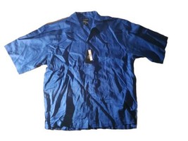DELF Collection Linen Shirt Mens 5XL Blue Short Sleeve Button Up Casual ... - $32.66
