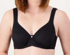 Breezies Underwire Diamond Shimmer Unlined Support Bra- BLACK, 38C A561419 - £24.54 GBP