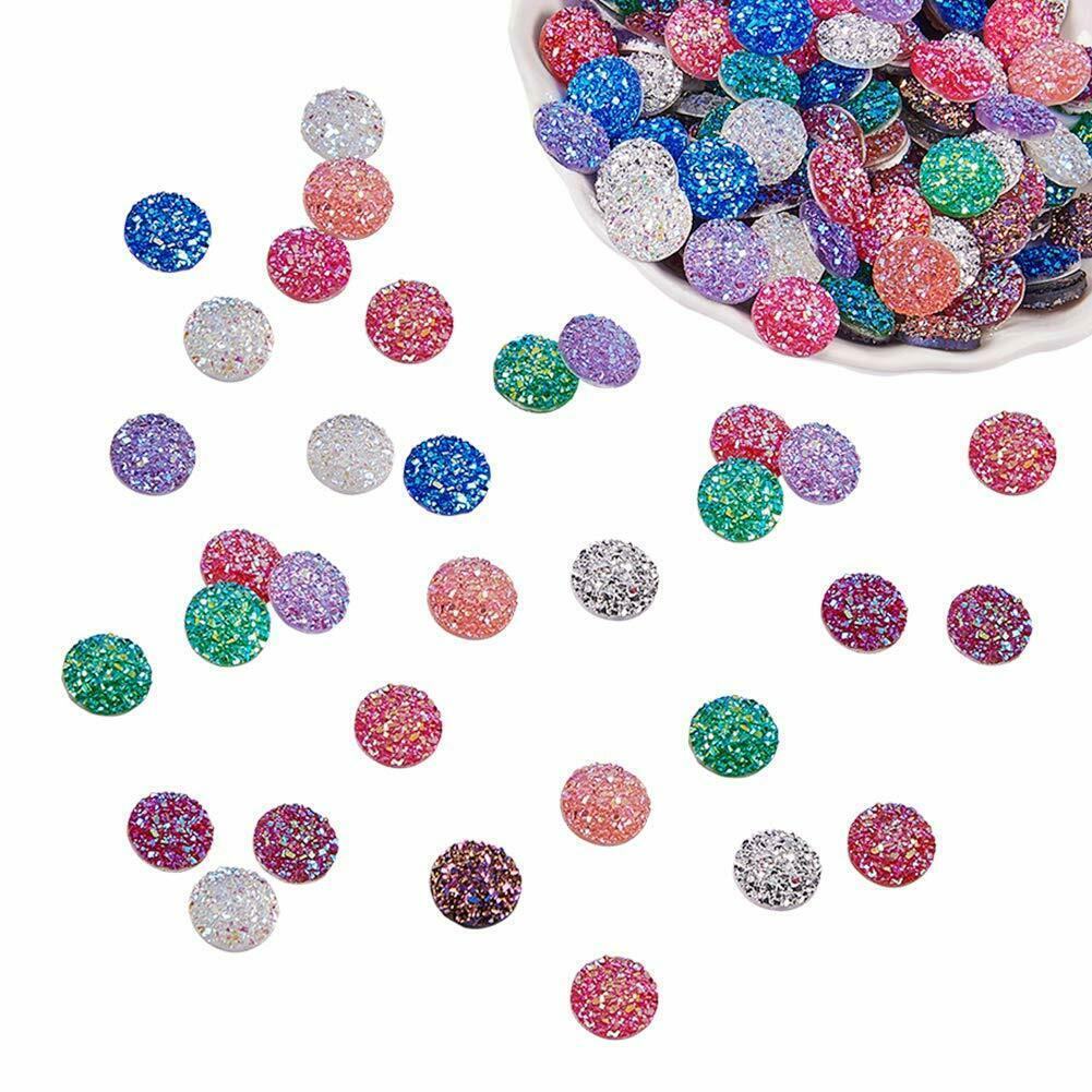 10 Druzy Cabochons 12mm Flat Backs Circle Flat Back Faux Drusy Quartz Assorted