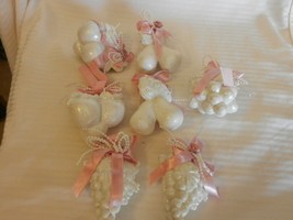 Set of 7 Victorian Style White Plastic Christmas Fruit Grapes Ornaments - £20.15 GBP