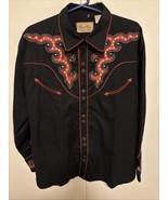 Vintage Scully Black Embroidered Pearl Snap Western Shirt mens large - $148.94 CAD