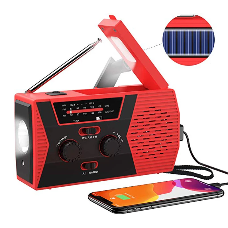 EDC USB Phone Emergency Charger Solar Hand Crank Portable Weather Radio For - £14.14 GBP+