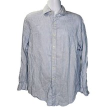Brooks Brothers Irish Linen Dress Shirt Mens L Regular Fit Blue Long Sleeve - £31.37 GBP
