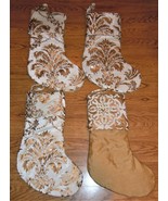 4pc Dillards Jacquard Bejeweled Embellished 19&quot; Christmas Stocking Set G... - $81.45 CAD