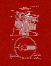 Tesla Electric Circuit Controller Patent Print - Burgundy Red - £6.35 GBP+