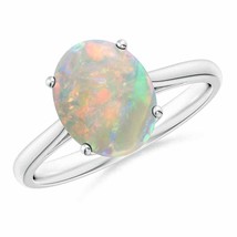 Authenticity Guarantee 
ANGARA Oval Solitaire Opal Cocktail Ring in 14K White... - £544.51 GBP