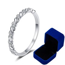 Moissanite Twisted Eternity Ring Sterling Silver Diamond Stackable Rings For Wom - £22.25 GBP