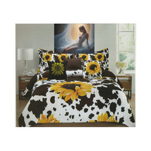 7 Piece Comforter Set   Cow Print and Sunflowers Queen &amp; King Size - £101.18 GBP