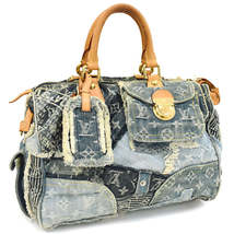 Louis Vuitton Speedy 30 Handbag Monogram Denim Patchwork Blue - £1,958.32 GBP