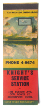 Knight&#39;s Service Station - Bridgeport, Connecticut Matchbook Cover Winte... - £1.58 GBP