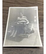 Vintage 1950&#39;s Black &amp; White Photograph Woman with Dog Stoop 5X7 KG JD - $13.95 CAD