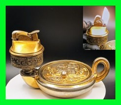 Unique Vintage Evans Genie Lamp Petrol Table Lighter &amp; Ashtray Working VERY RARE - £195.53 GBP