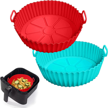 2 Pack Air Fryer Silicone Liners Pot for 3 to 5 QT, Basket Bowl - £10.18 GBP