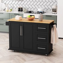 Kitchen Island Cart with 2 Door Cabinet and Three Drawers,43.31 Inch - B... - £234.02 GBP