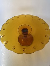 Indiana Glass AMBER Cake Stand Tear Drop Golden Amber 10-7/8&quot; x 4.5&quot; - £23.90 GBP