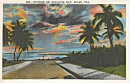 Miami Florida~Sunrise On Biscayne BAY~1920s Postcard - £8.43 GBP