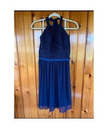 David&#39;s Bridal Navy Blue Lace Halter Cocktail Dress Elegant Evening Wear... - $45.99