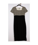 Women Petite Size 2 black tan stripe maxi dress - $21.52 CAD
