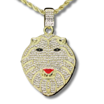Mens Cz Mighty Lion Pendant 14k Gold or Silver Plated 24&quot; Rope Necklace Hip Hop - £4.55 GBP