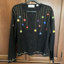 Marisa Christina Woman Christmas Beaded Ornament Black Cardigan Plus Size X - $33.66