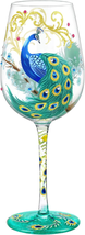 Nymphfable Hand-Painted Wine Glass Coloured Peacock Artisan Painted 15Oz Persona - £27.81 GBP